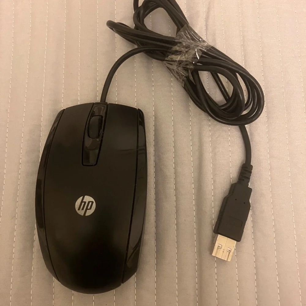 HP USB 3 Button Optical Mouse Wired Black Finish Part Number (KY619AA)